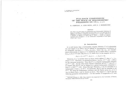 ﻿مولفه های عقب نشینی فضای شاخ و برگ های هولومورفیک روی Pn، n>=3