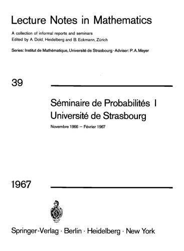﻿Seminaire de Probabilites I Universite de Strasbourg