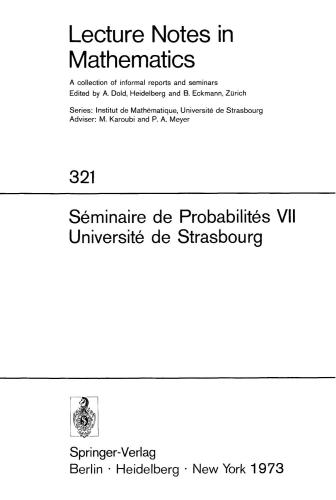 ﻿Seminaire de Probabilites VII Universite de Strasbourg