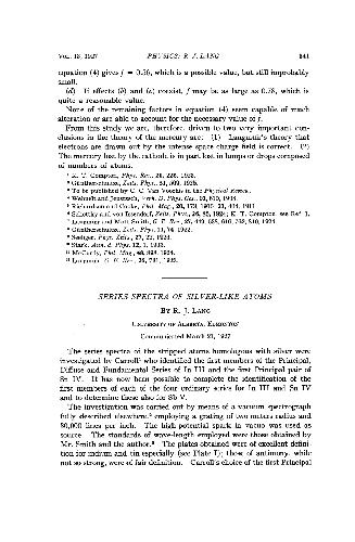 ﻿سری طیف اتم های دریاچه نقره ای