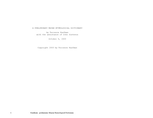 ﻿دیکشنری ریشه شناسی اولیه مایان