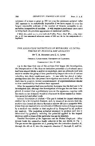 ﻿پتانسیل های یونیزاسیون هیدروژن که توسط تجزیه و تحلیل اشعه مثبت تفسیر شده است