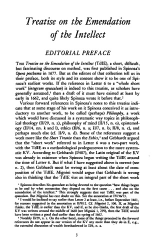 تذکری در مورد اصلاح عقیده در مجموعه آثار اسپینوزا