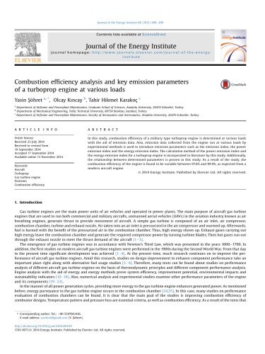 ﻿تجزیه و تحلیل راندمان احتراق و پارامترهای اصلی انتشار یک موتور توربوپراپ در بارهای مختلف