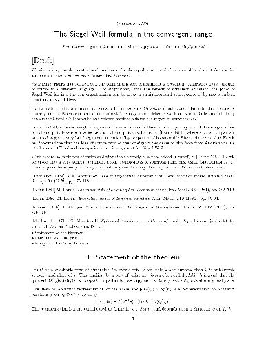 ﻿فرمول Siegel-Weil در محدوده همگرا