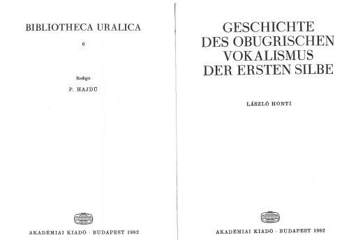 ﻿تاریخچه حروف صدادار Ob-Ugric هجای اول
