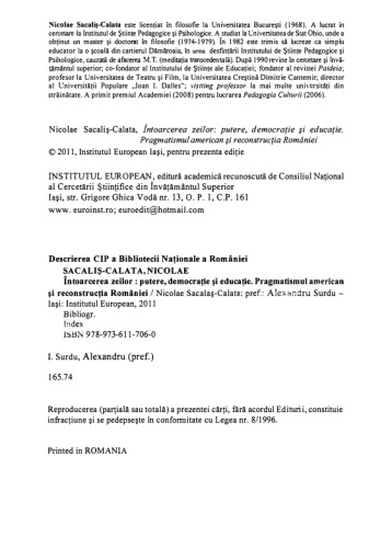 ﻿بازگشت خدایان قدرت، دموکراسی و آموزش، عملگرایی آمریکایی و بازسازی رومانی