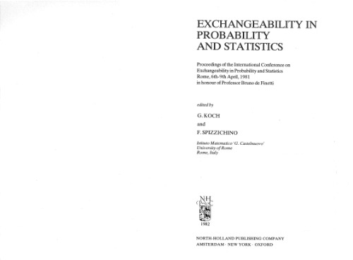 ﻿قابلیت مبادله در احتمال و آمار: مجموعه مقالات کنفرانس بین المللی قابلیت تبادل در احتمال و آمار