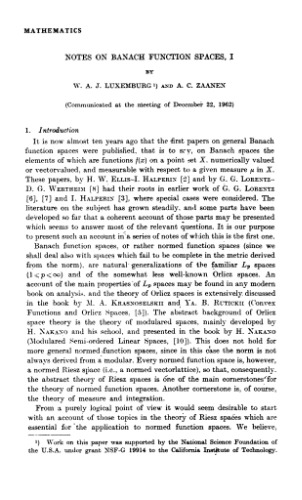 مقالات و یادداشت های انتخاب شده در مورد فضاهای عملکرد Banach