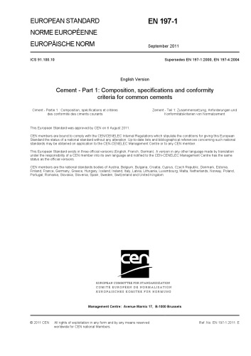 ﻿سیمان - قسمت 1: ترکیب، مشخصات و معیارهای انطباق سیمان های رایج