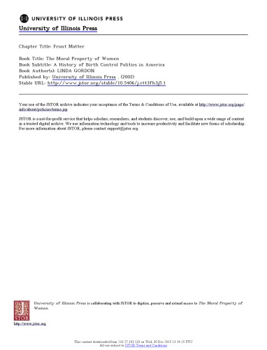 ﻿دارایی اخلاقی زنان: تاریخچه سیاست کنترل تولد در آمریکا