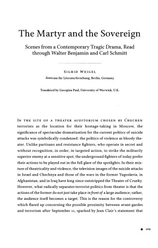 ﻿شهید و حاکم - صحنه هایی از یک درام غم انگیز معاصر که توسط والتر بنجامین و کارل اشمیت خوانده می شود