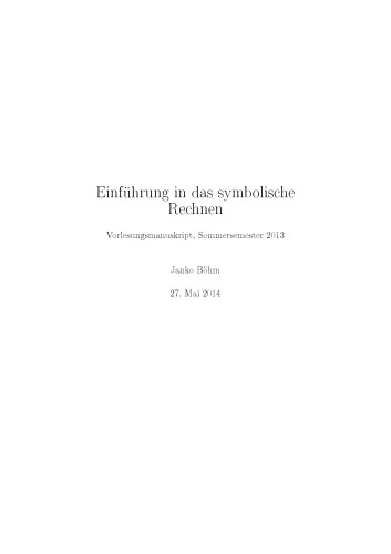 مقدمه ای بر رایانه نمادین، یادداشت های سخنرانی، نیمه تابستان 2013 (نسخه 27 می 2014)