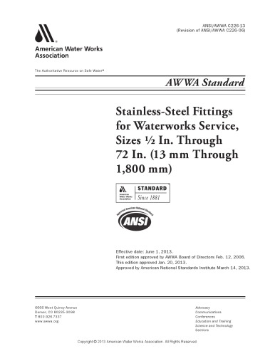 ﻿اتصالات فولادی ضد زنگ AWWA C226-13 برای خدمات آبرسانی، اندازه 1/2 اینچ. از 72 در 15 میلی متر تا 1800 میلی متر