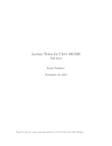 یادداشت های سخنرانی برای ترکیبیات و آمپر؛ بهینه سازی 430/630 پاییز 2014 [یادداشت های سخنرانی]