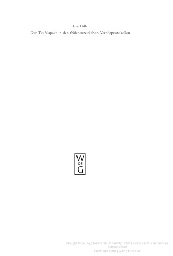 ﻿پیمان شیطان در پروتکل‌های بازجویی مدرن اولیه: استانداردسازی و منطقه‌ای‌سازی در اوایل مدرن آلمانی عالی