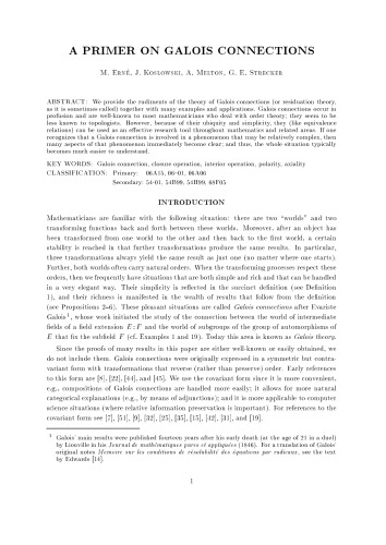 ﻿آغازگر در مورد اتصالات Galois [یادداشت های توضیحی]