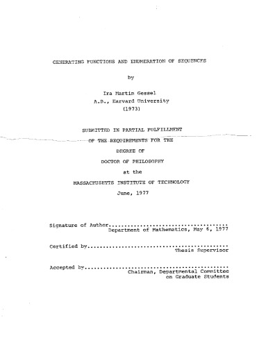 ﻿تولید توابع و شمارش توالی ها [پایان نامه دکتری]