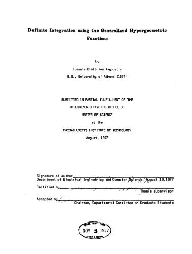 ادغام قطعی با استفاده از توابع هایپرژومتریک تعمیم یافته