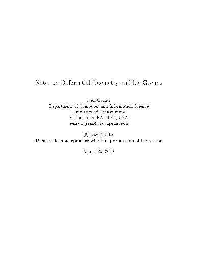 یادداشت های مربوط به هندسه دیفرانسیل و گروه های دروغ