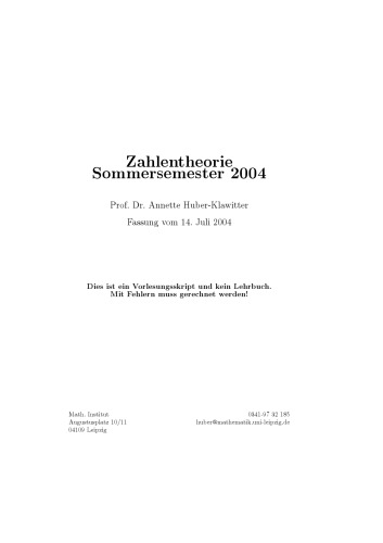 ﻿نظریه اعداد ترم تابستان 2004