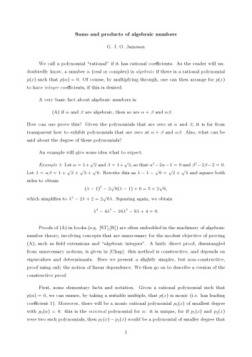 ﻿مبالغ و محصولات اعداد جبری