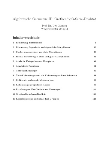 ﻿هندسه جبری III: دوگانگی Grothendieck-Serre WS 2012/2013