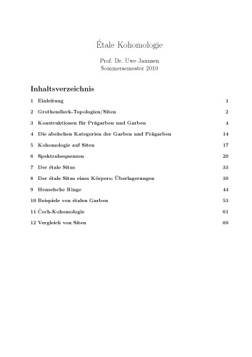 ﻿Étale cohomology SS 2010