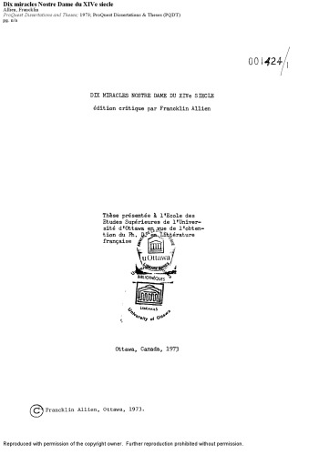 ﻿ده معجزه بانوی قرن چهاردهم: نسخه انتقادی [پایان نامه]