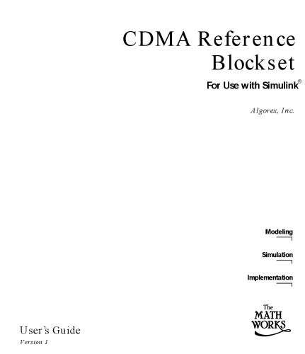 ﻿Simulink - مجموعه بلوک مرجع CDMA برای استفاده با راهنمای کاربر Simulink نسخه 1