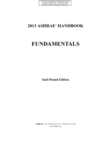 ﻿ASHRAE Handbook 2013 -- Fundamentals (IP) (Ashrae Handbook Fundamentals Inch-Pound System)
