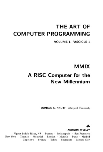 ﻿هنر برنامه نویسی. جلد 1، شماره 1: MMIX - RISC Computer of the New Millennium