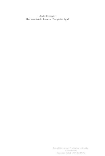 بازی Theophilus The Low Low German: متن ، ترجمه ، تفسیر