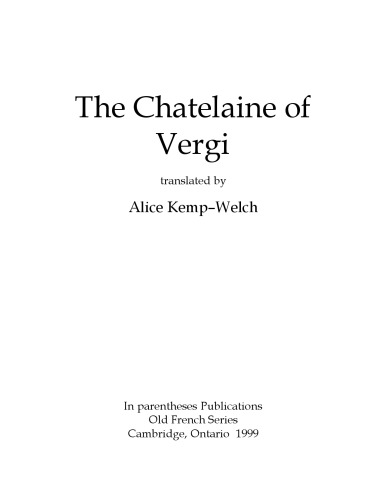 Chatelaine of Vergi ، ترجمه آلیس کمپ-ولچ