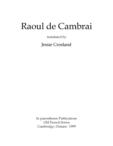 رائول د کامبری، ترجمه شده توسط جسی کراسلند