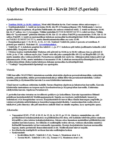 دوره اصلی جبر II - بهار 2015 (دوره 5)