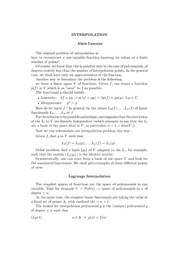 Interpolation (یادداشتهای مربوط به درون یابی در یک و چند متغیر)