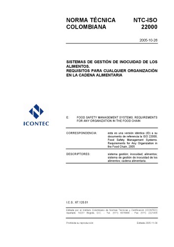 NTC ISO 22000 ، سیستم های مدیریت ایمنی مواد غذایی