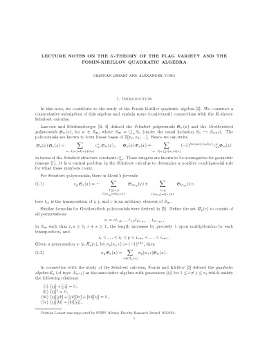 ﻿یادداشت های سخنرانی در مورد نظریه K تنوع پرچم و جبر درجه دوم فومین-کریلوف