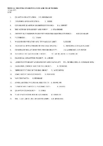 جلسه موضوعی درباره گرانش و تئوری میدانی