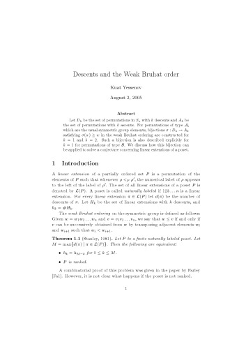 فرزندان و ترتیب ضعیف Bruhat