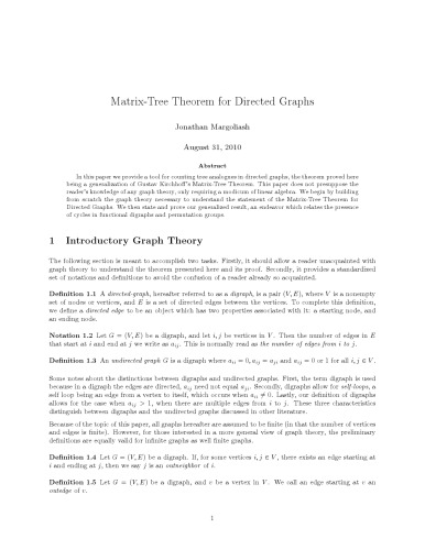 قضیه ماتریس-درخت برای نمودارهای کارگردانی