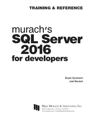 SQL Server 2016 Murach برای توسعه دهندگان