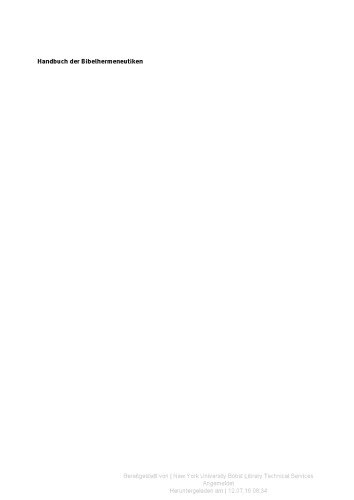 Handbuch der Bibelhermeneutiken: از Origen تا کنون