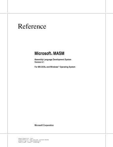 ﻿Microsoft Macro Assembler 6.11 Reference Manual:Macro Assembler Reference
