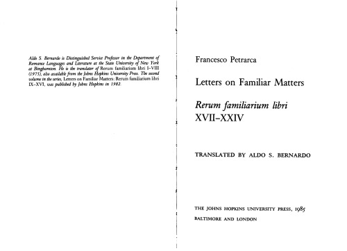 ﻿فرانچسکو پترارکا، Rerum familiarium libri XVII-XXIV