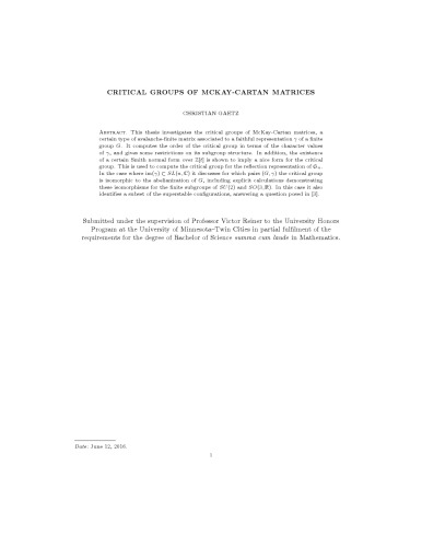 گروه‌های بحرانی ماتریس مک کی-کارتان