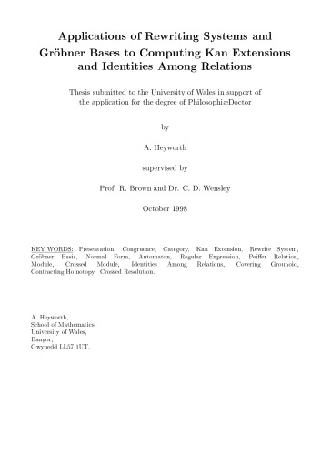 ﻿کاربردهای بازنویسی سیستم ها و مبانی Groebner برای محاسبه پسوندها و هویت های کان در روابط