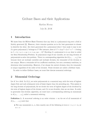 پایگاه های Gröbner و برنامه های کاربردی آنها