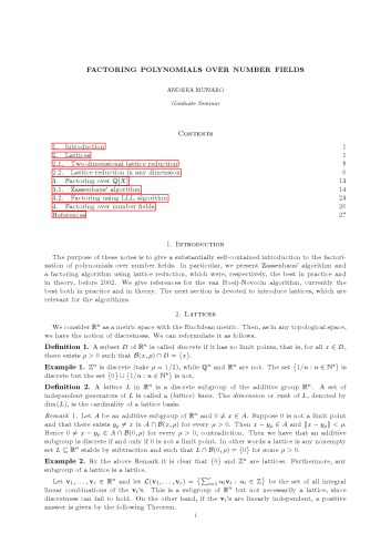 فاکتورسازی چند جمله ای در زمینه های شماره